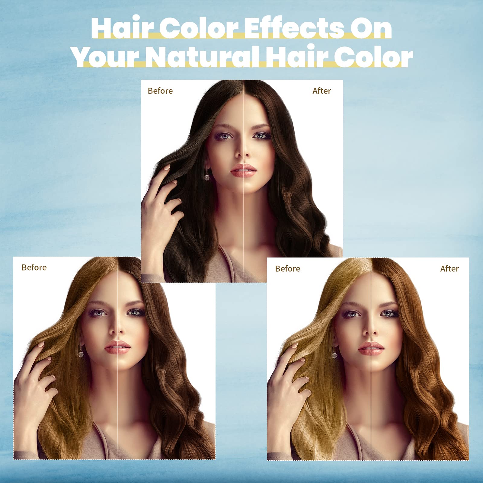 BOJICA hair dye shampoo before and after demonstrates gray coverage