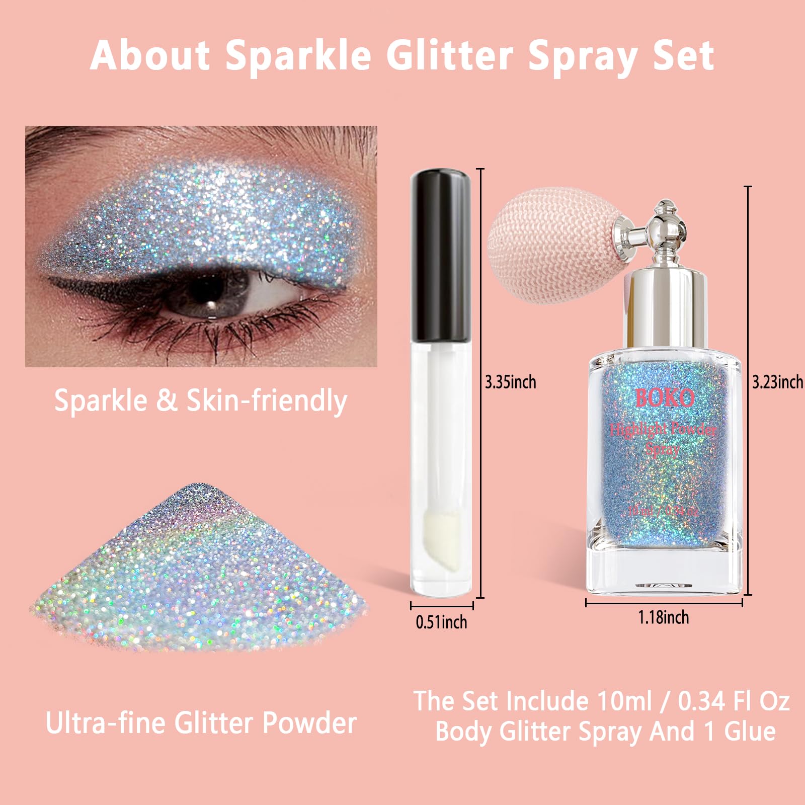 Shoulder and collarbone glow with Boko glitter spray under stage lighting