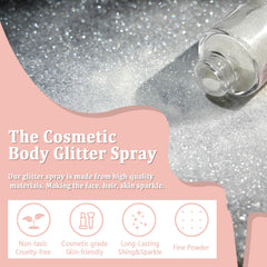 Boko Body Glitter Spray on the face for radiant glow and makeup enhancement.