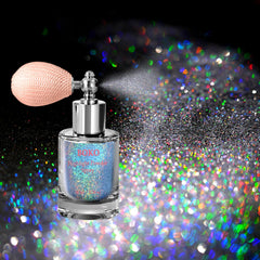 Boko body glitter spray on skin adds holographic silver glow for festivals