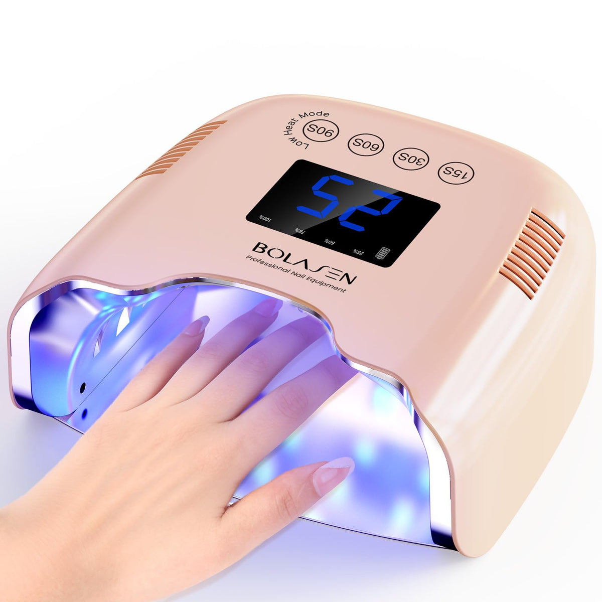 BOLASEN cordless UV nail lamp front view for at-home gel nail curing