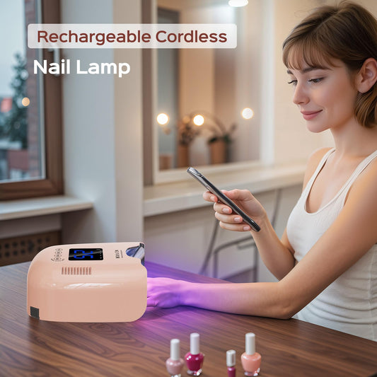 BOLASEN cordless UV nail lamp side profile demonstrating wireless portability