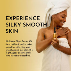 Close up of Bolden shea oil with vanilla scent for dry skin