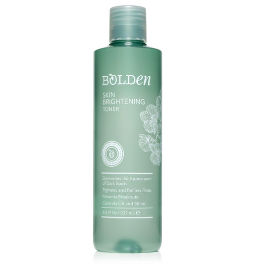 Bolden Skin Brightening Toner bottle on a clean vanity for balanced oil and glow
