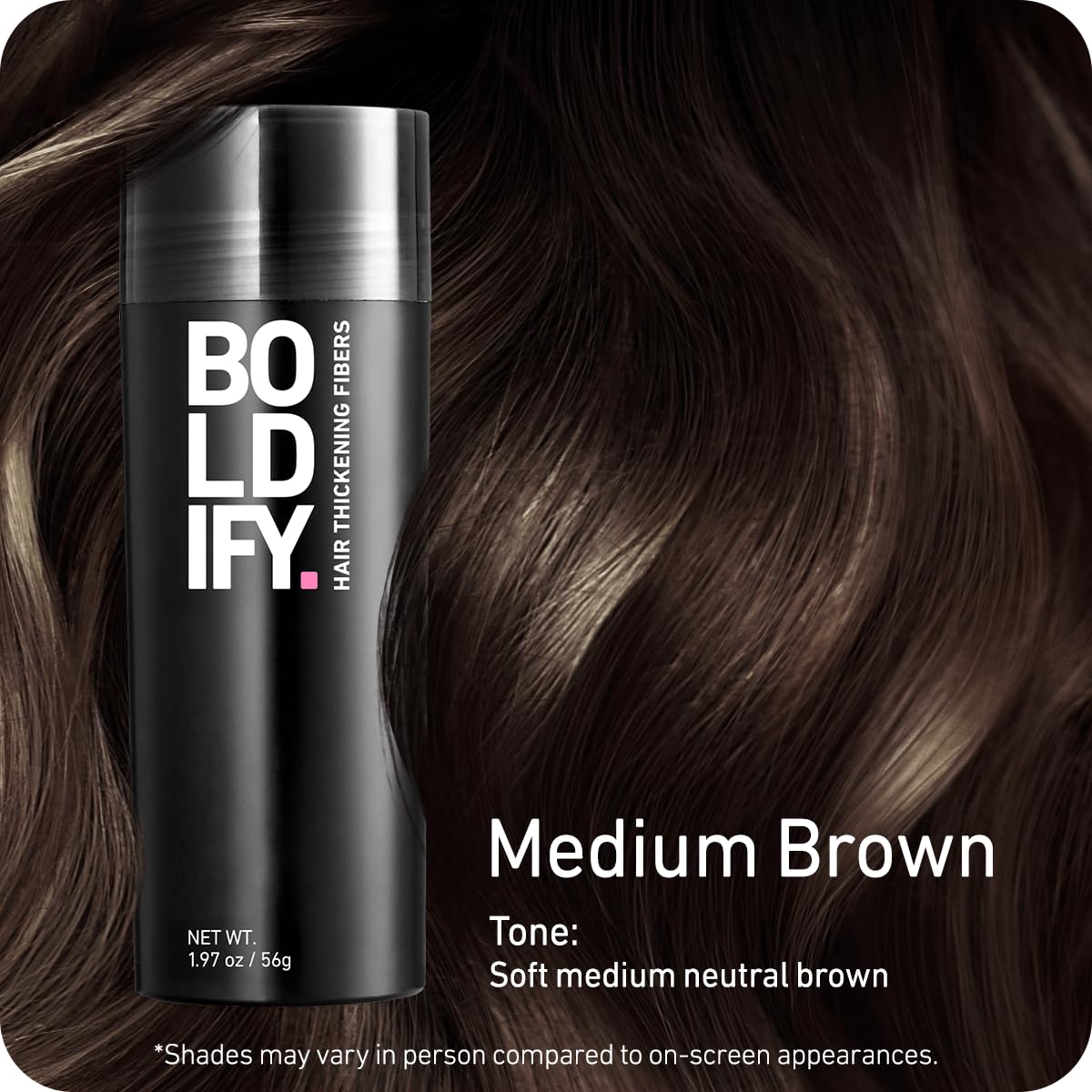 Boldify Hair Fibers closeup blend showing seamless coverage.