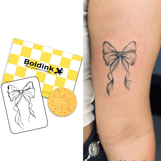 Boldink Bowknot 2 tattoo set on skin with a realistic, long-lasting look.