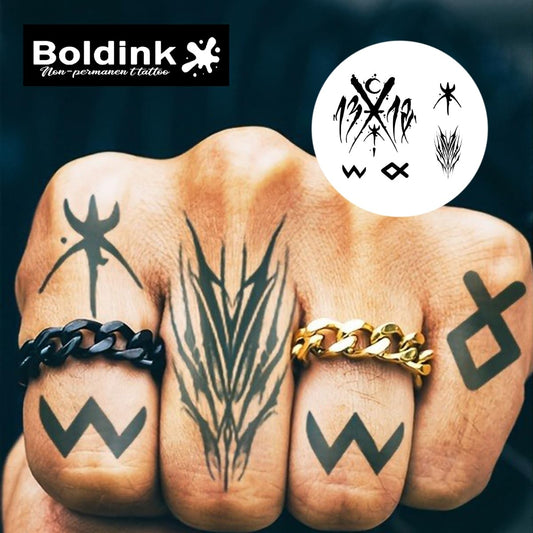 Boldink waterproof finger tattoo on skin demonstrates durable, non-reflective design