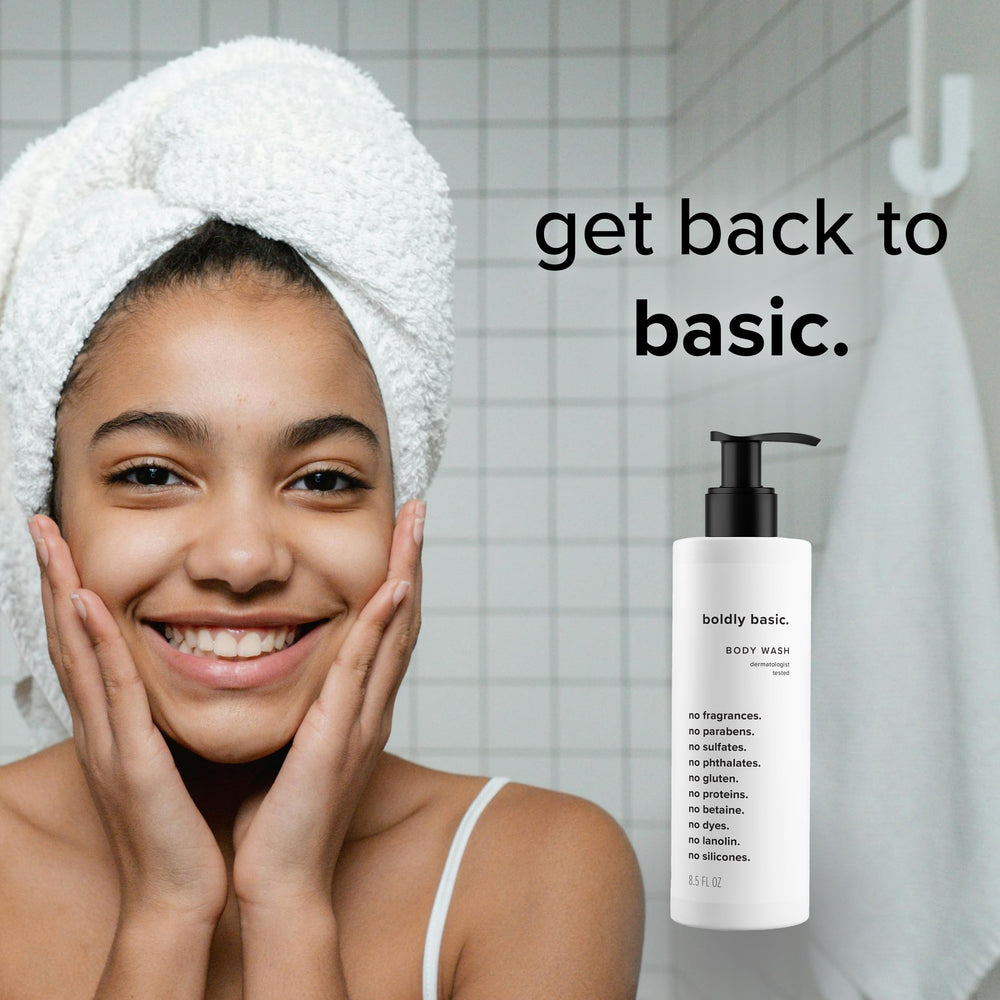 Boldly Basic Fragrance Free Body Wash supports a gentle daily routine.