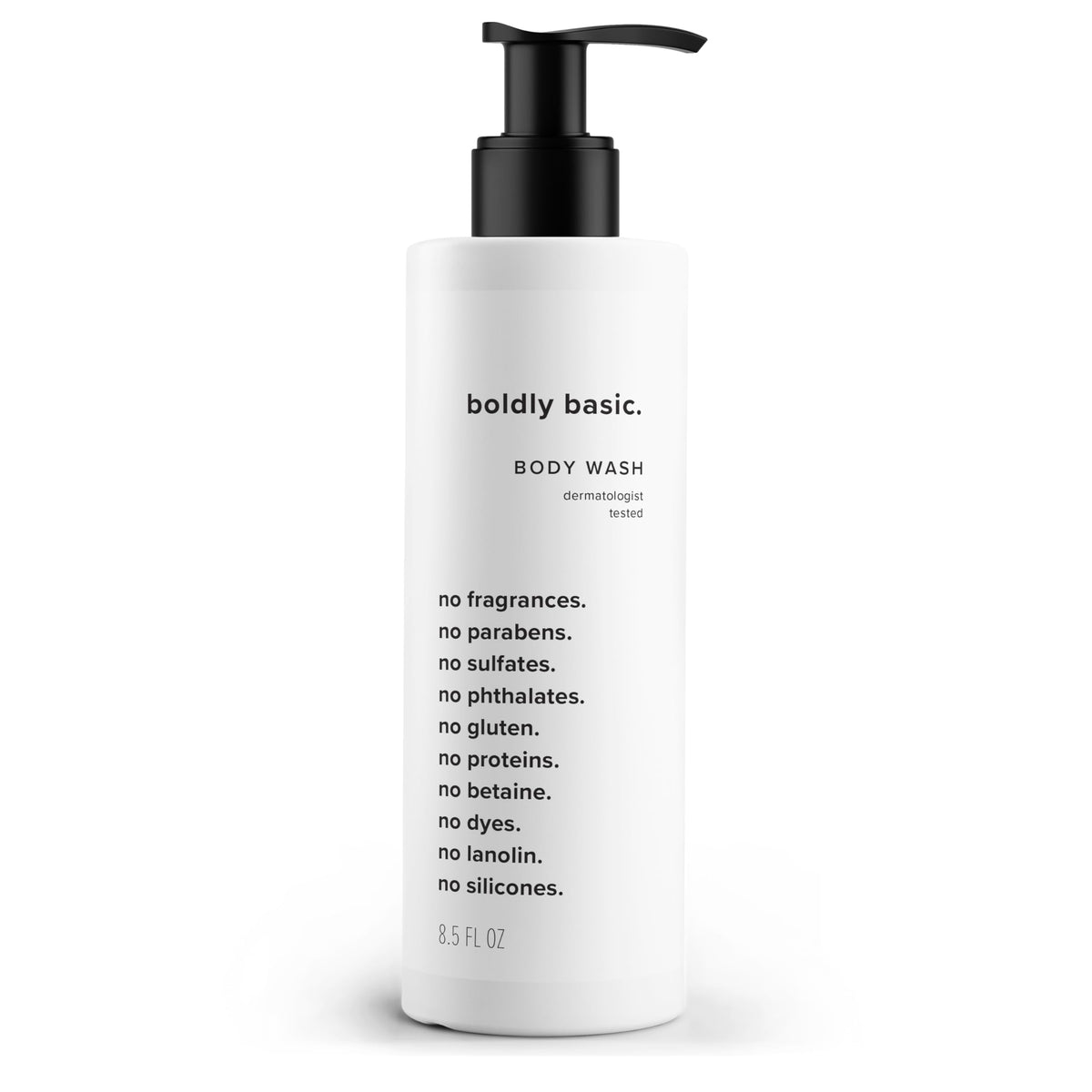 Boldly Basic Fragrance Free Body Wash pump bottle, offering gentle cleansing for sensitive skin.