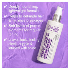 Bold Uniq Purple Leave-In Conditioner pump showing precise application and hydration.