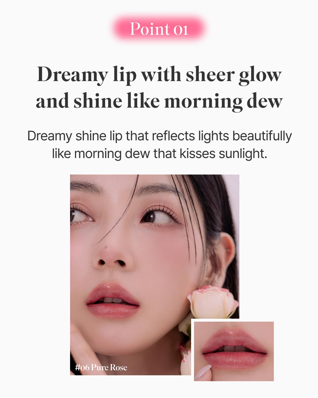 BOM lip balm on lips delivers juicy shine with natural tone