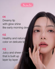 BOM Dewy Lip Balm 6 Pure Rose swatch shows buildable translucence and rosy tint
