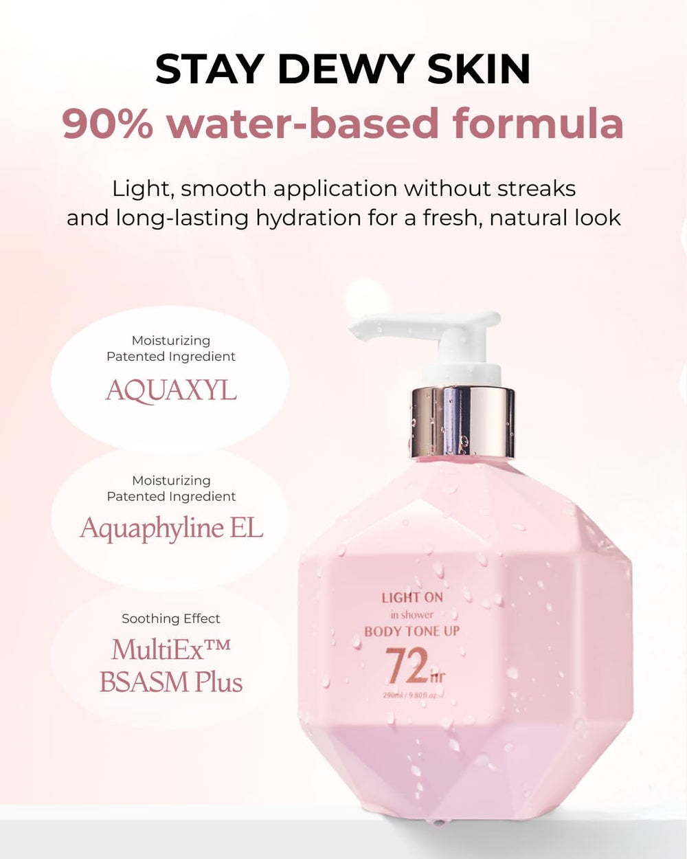 BOM Light On In-Shower milk-protein soothing conditioning on wet skin.