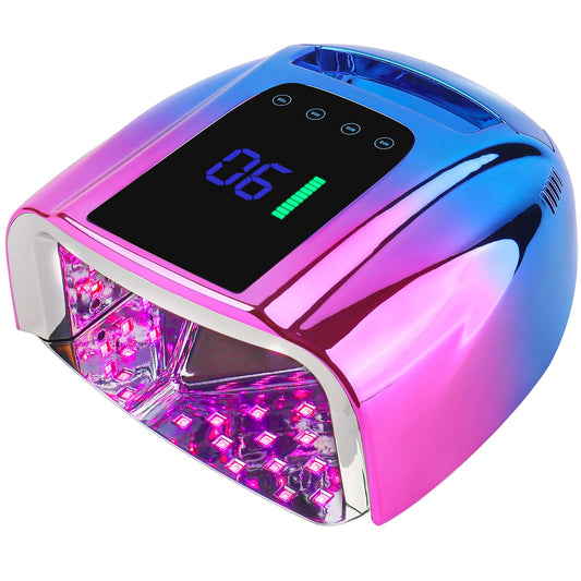 BOMOQING 96W nail lamp front view with LCD display for at-home gel curing.