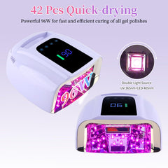BOMOQING nail lamp LCD display showing timer options for precise curing.