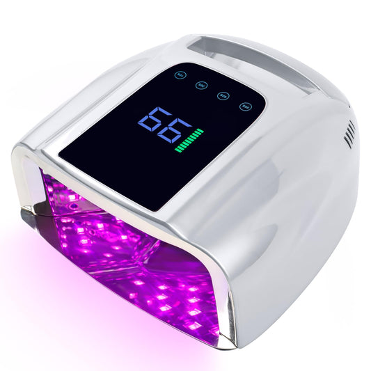 BOMOQING 96W rechargeable UV LED nail lamp front view for fast gel curing