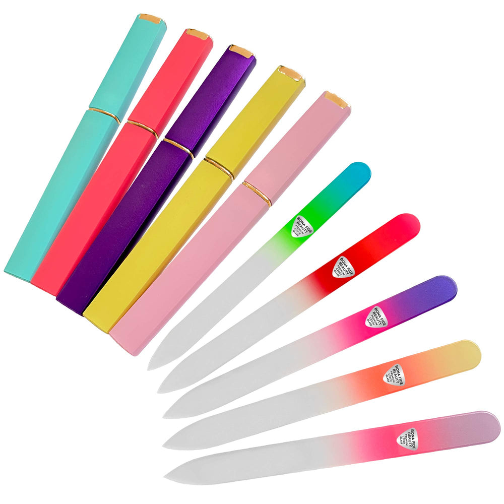 Bona Fide Beauty Czech glass nail file set with hard case for at-home manicures