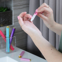 Easy-clean Bona Fide Beauty nail file rinsed under cold water