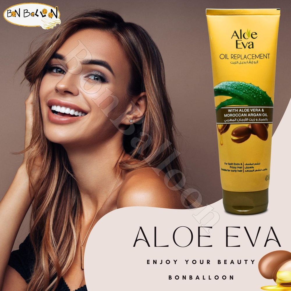 Bonballoon Aloe Eva Oil applied to hair for smooth texture and easy styling.