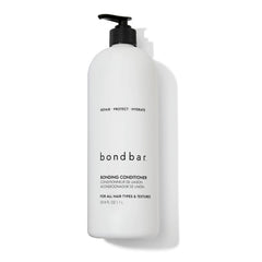 Bondbar conditioner bottle being poured for damaged hair care and repair