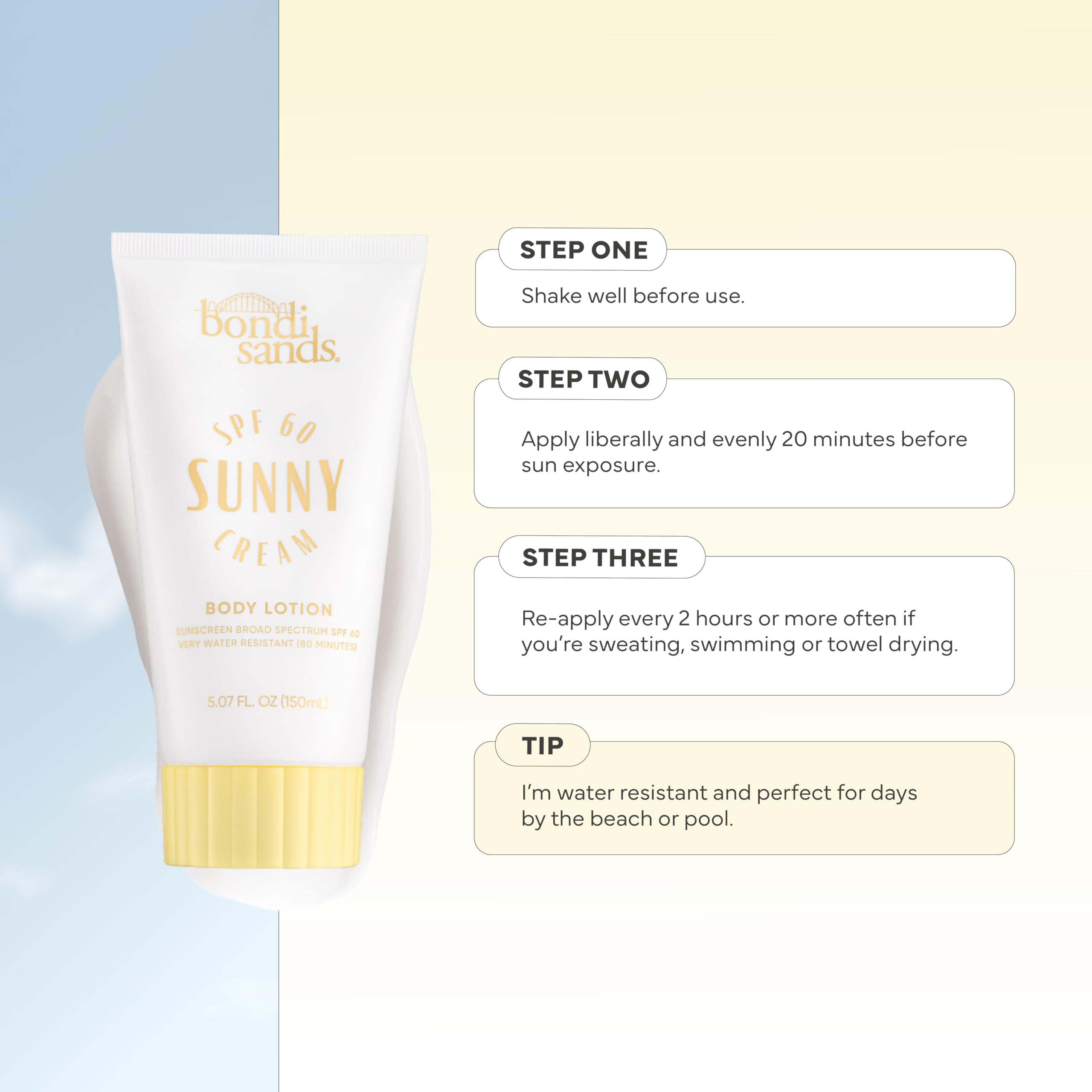 Hibiscus and Vitamin E infusion in Bondi Sands Sunny Cream SPF 60 nourishes skin.