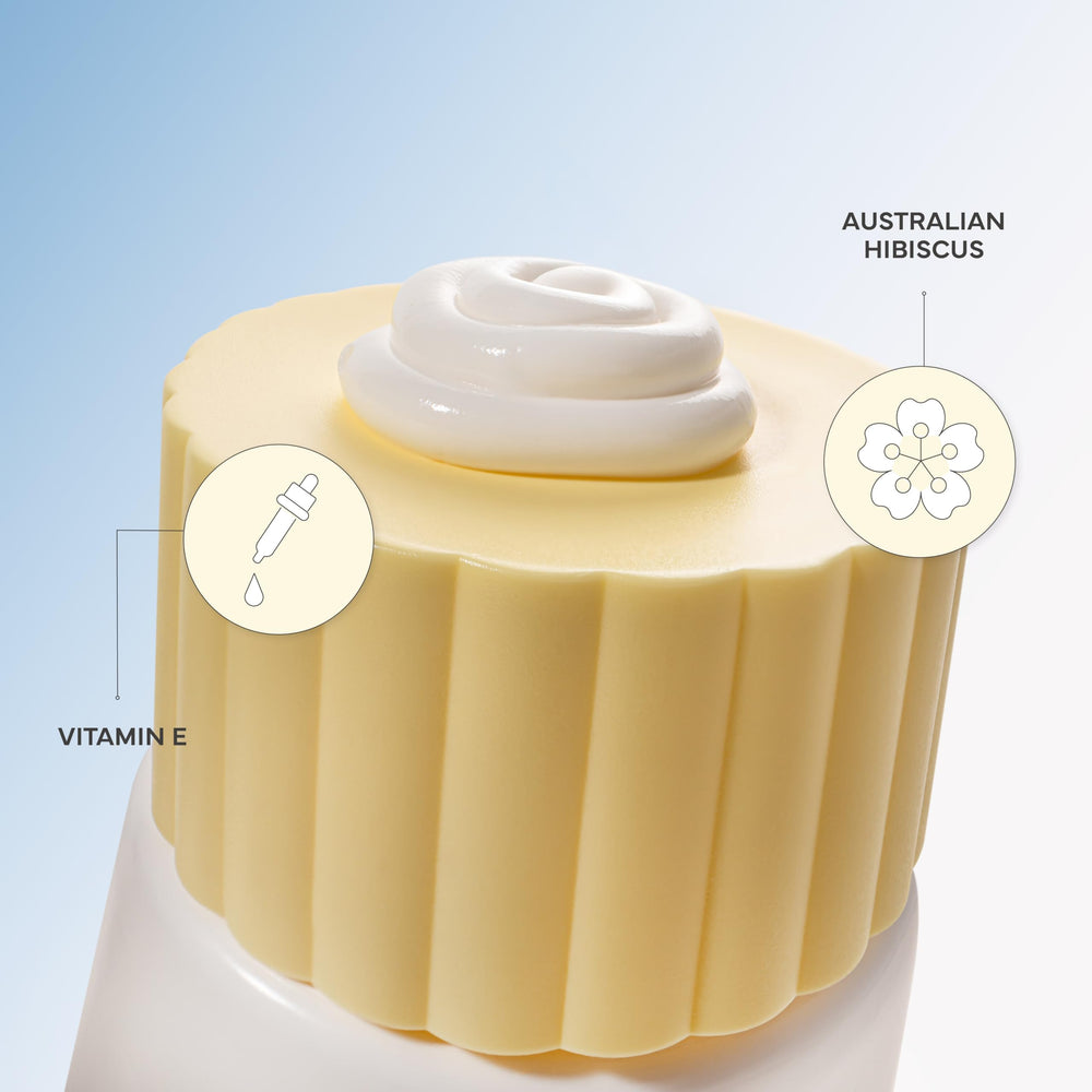 Close-up of Bondi Sands Sunny Cream SPF 60 texture showing a hydrating formula.