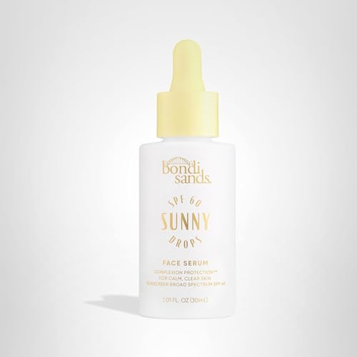 Bondi Sands Sunny Drops label emphasizing dermatologist-approved, fragrance-free formula.