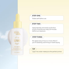 Bondi Sands Sunny Drops on sunlit arm demonstrating light, non-greasy feel.