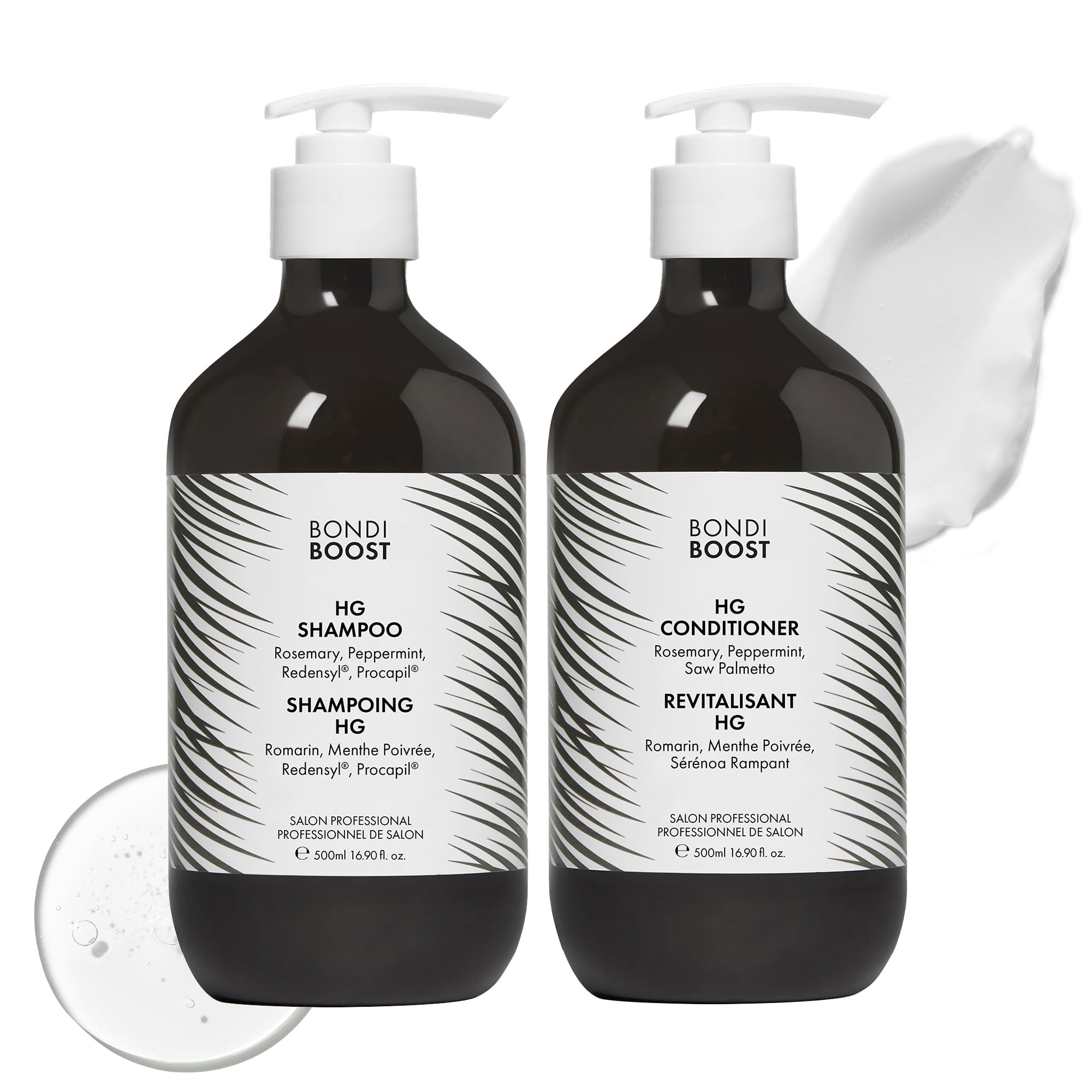 BondiBoost HG anti-thinning shampoo bottle with refreshing mint scent.