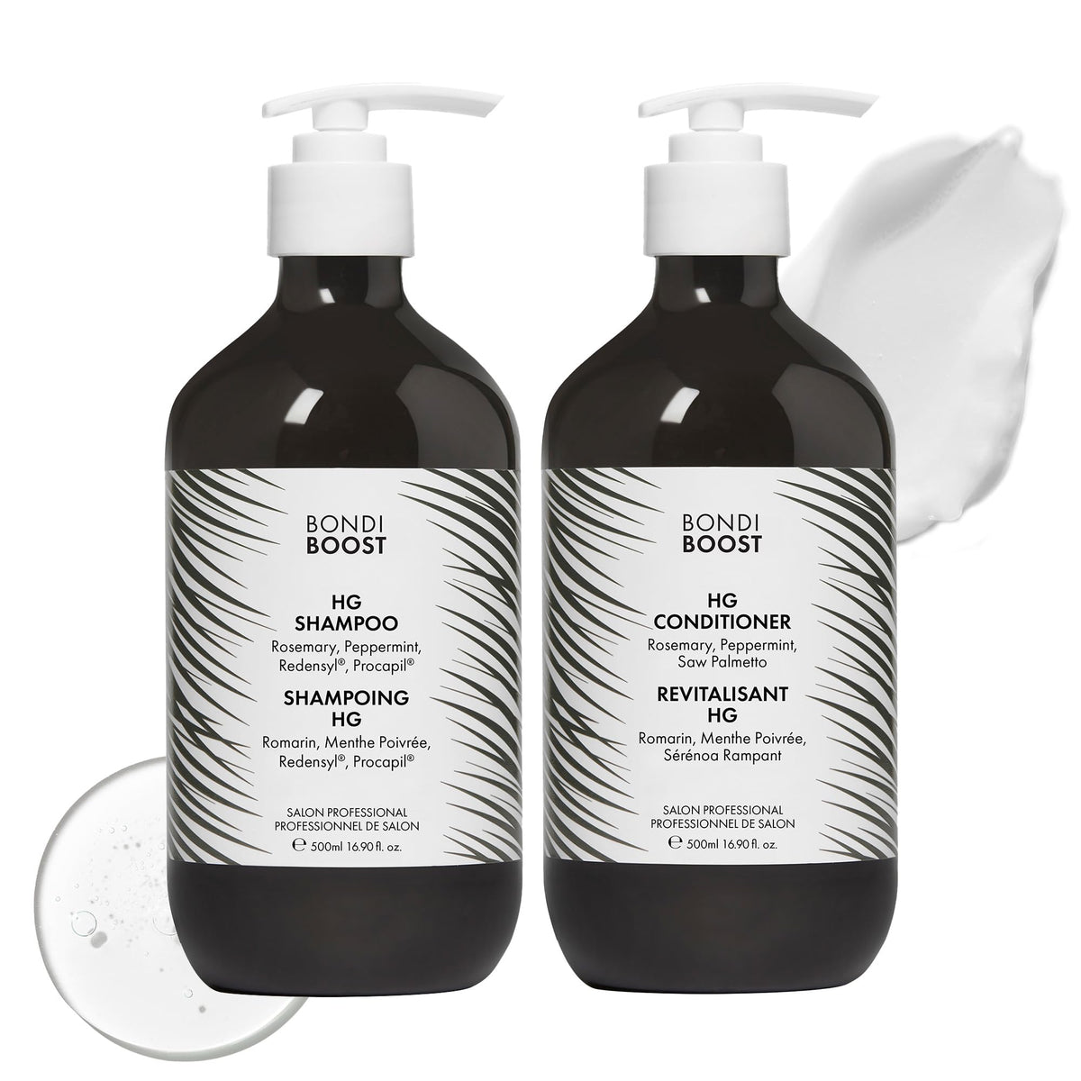 BondiBoost HG anti-thinning shampoo bottle with refreshing mint scent.