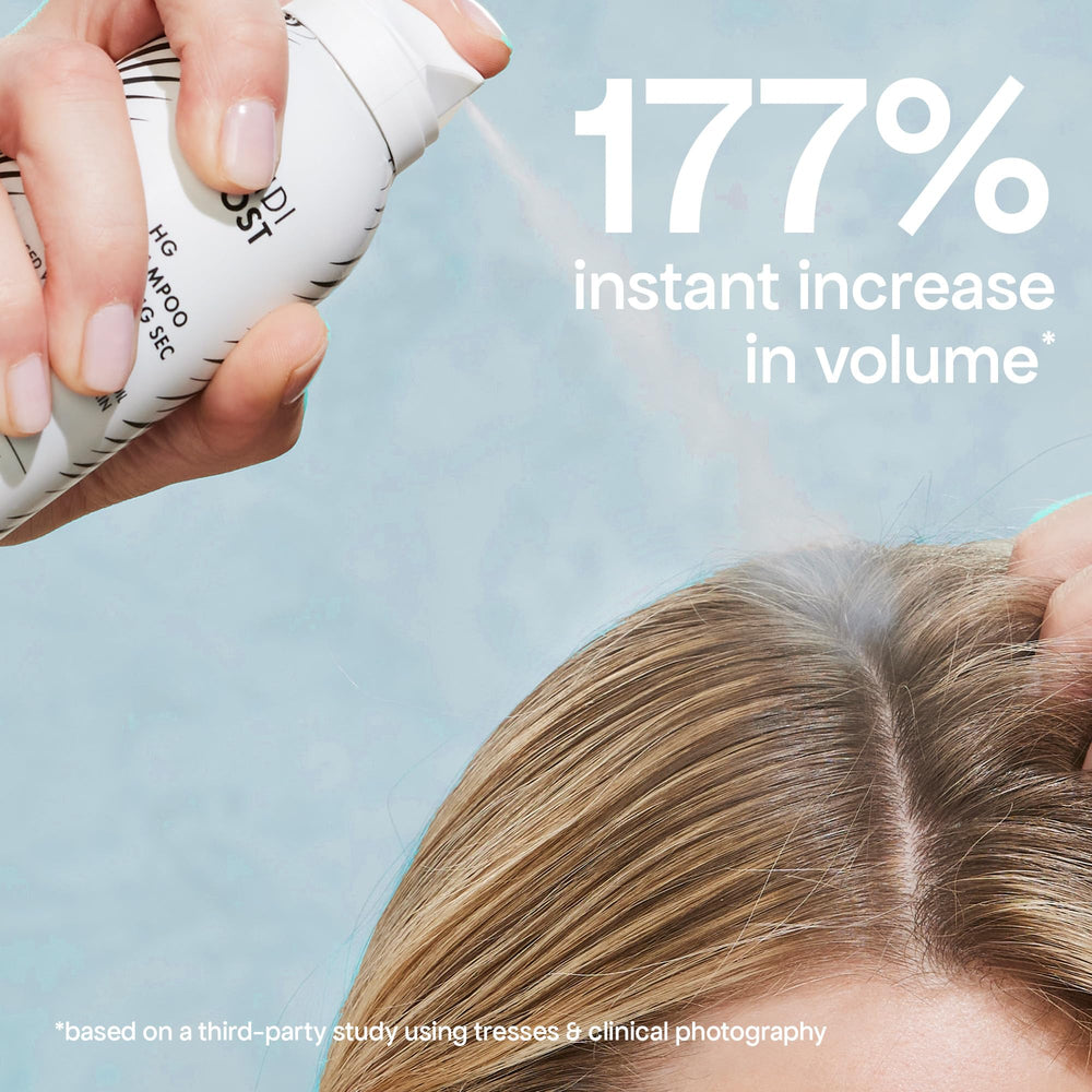 BondiBoost HG Dry Shampoo with rice starch absorbs oil without buildup.