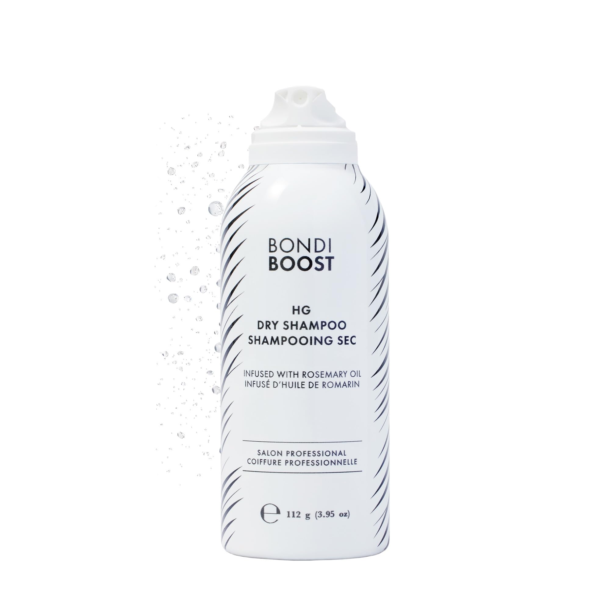 BondiBoost HG Dry Shampoo bottle with rosemary for oil absorption and fresh roots.
