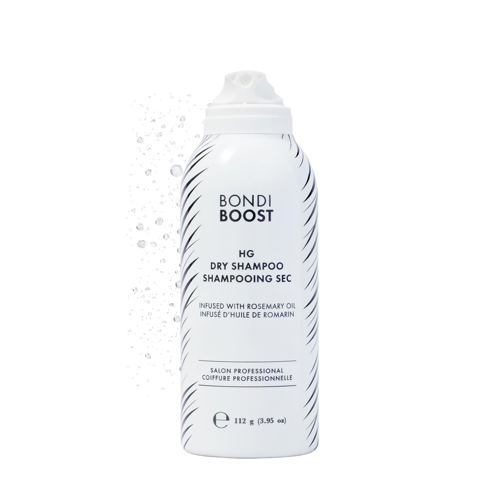 BondiBoost HG Dry Shampoo bottle with rosemary for oil absorption and fresh roots.