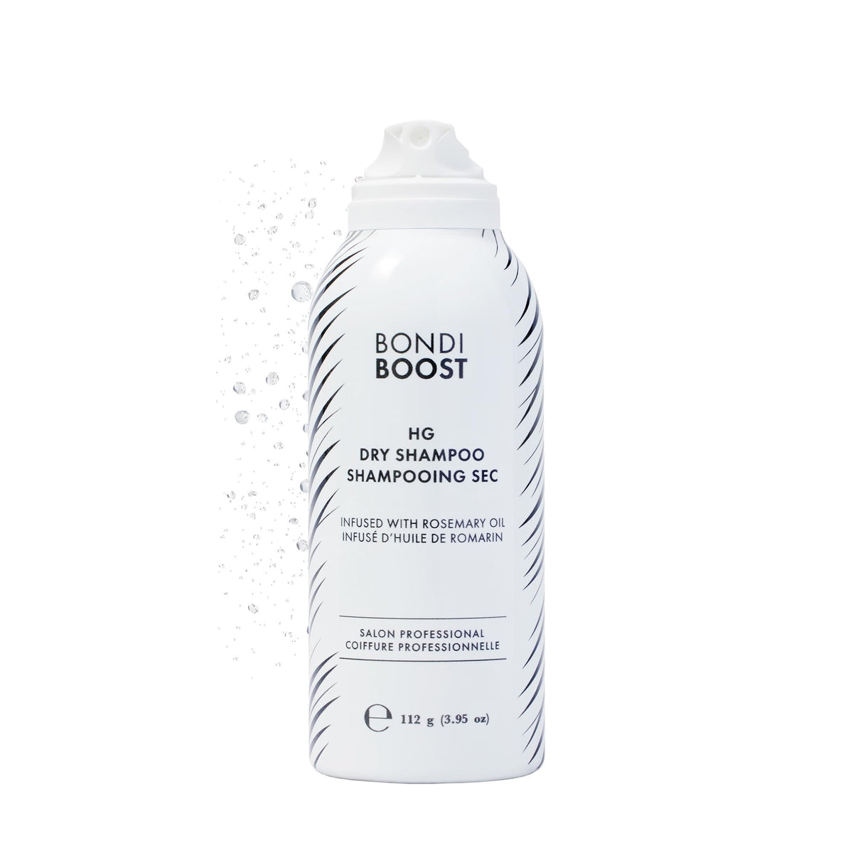 BondiBoost HG Dry Shampoo bottle with rosemary for oil absorption and fresh roots.