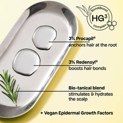 Serum texture on fingertips ready for scalp application