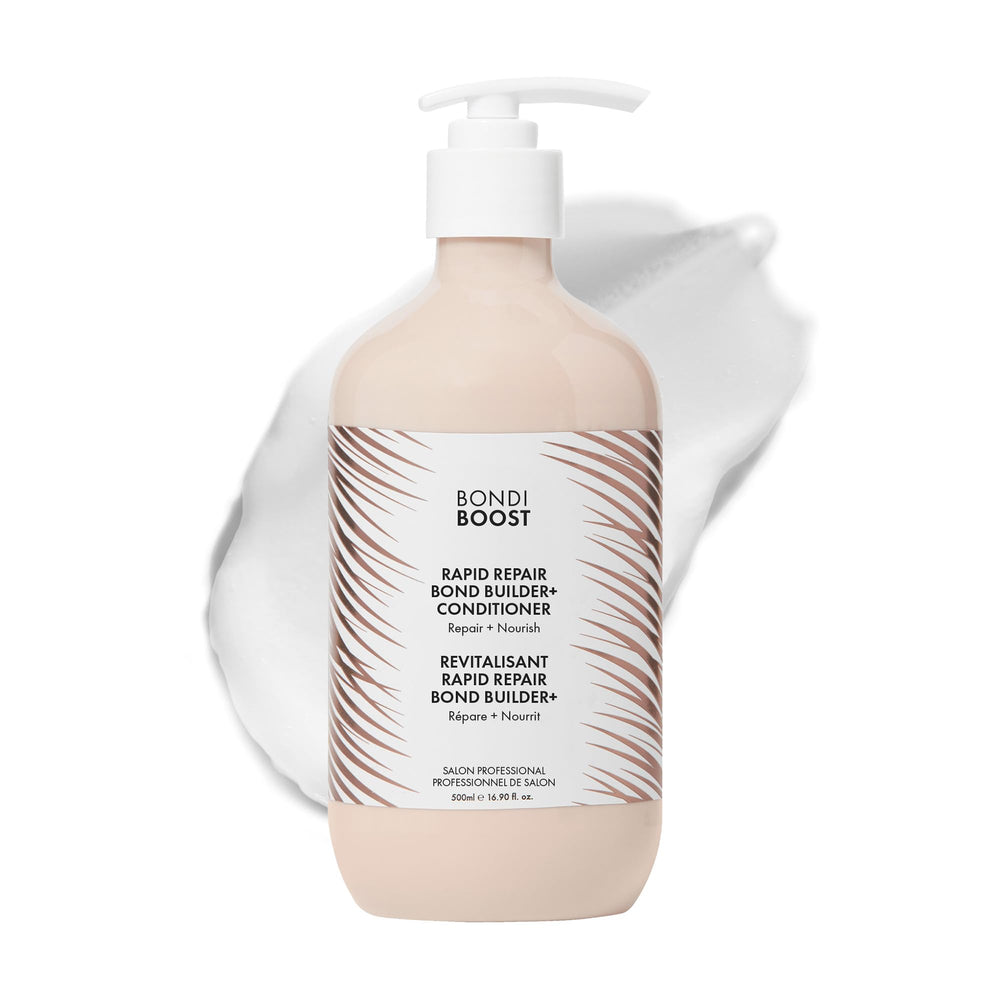 BondiBoost Rapid Repair Bond Builder bottle pour for quick hydration and repair.