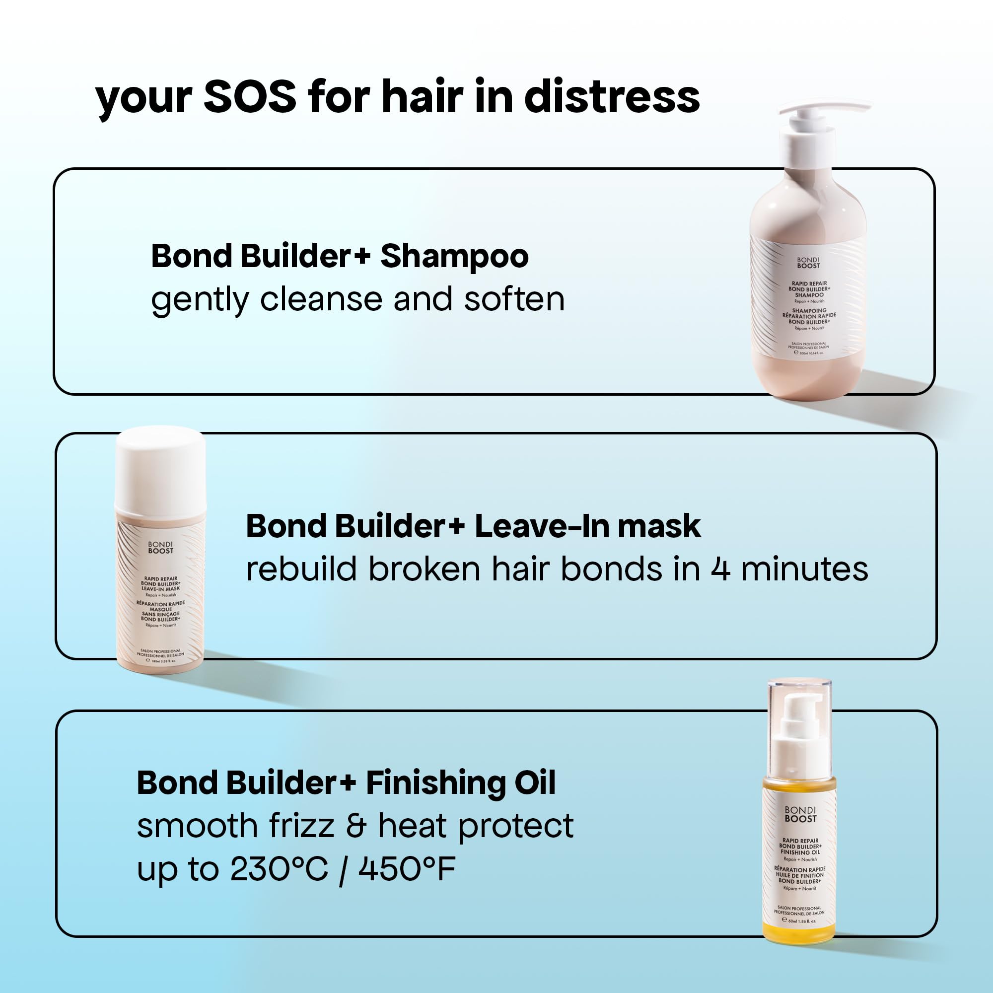 BondiBoost Rapid Repair Oil showcases silicone-free finishing formula