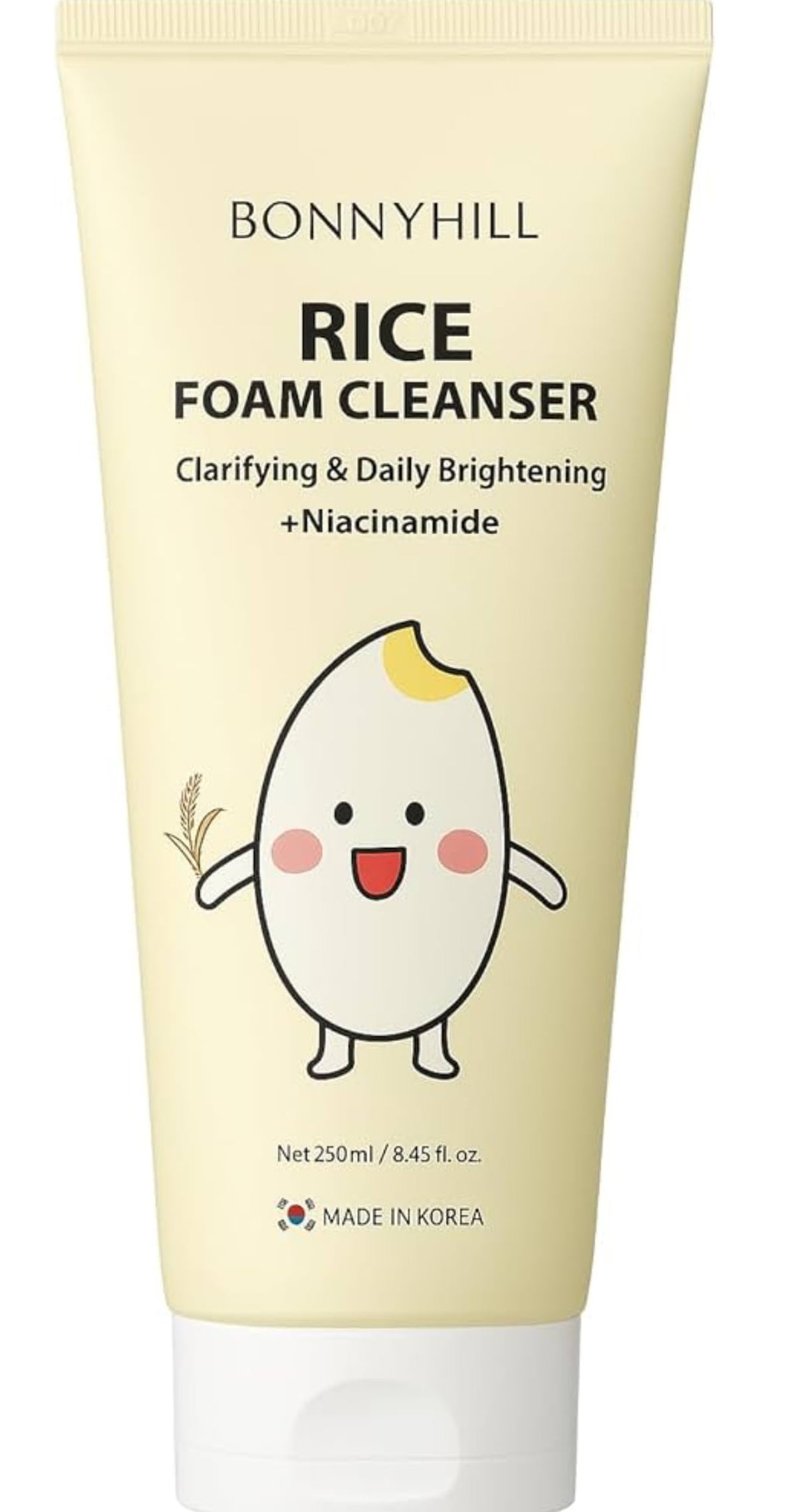 Bonny Hill Rice Foam Cleanser bottle offering a gentle daily cleanse with niacinamide
