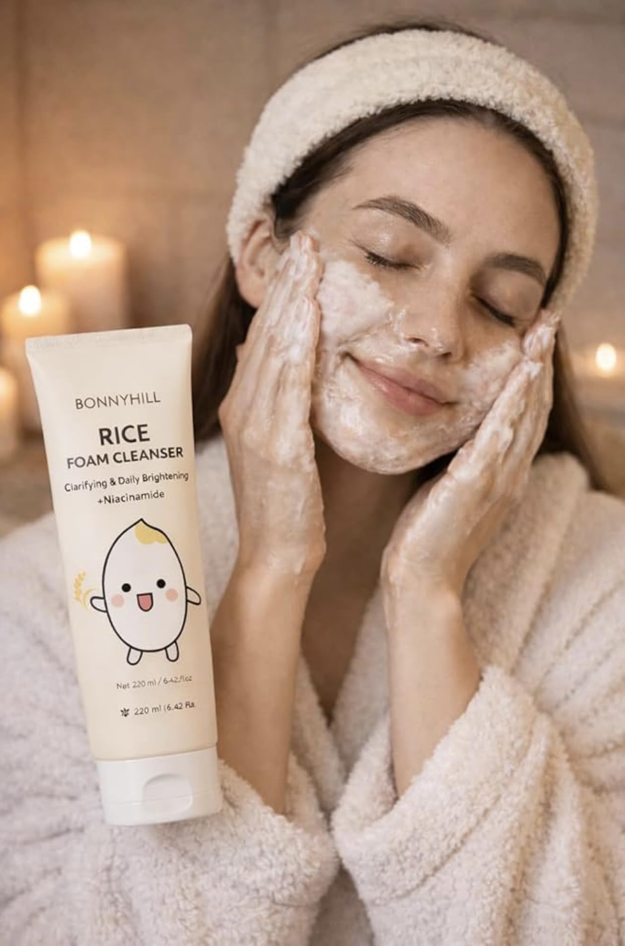 Bonny Hill Rice Foam Cleanser foam cushions while removing impurities and preserving moisture