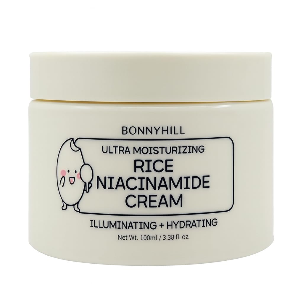 BONNYHILL Rice Niacinamide Face Cream front bottle shows lightweight hydration for all skin types