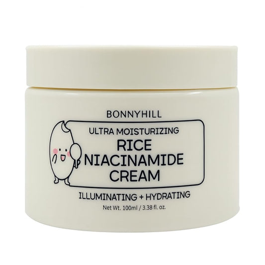 BONNYHILL Rice Niacinamide Face Cream front bottle shows lightweight hydration for all skin types