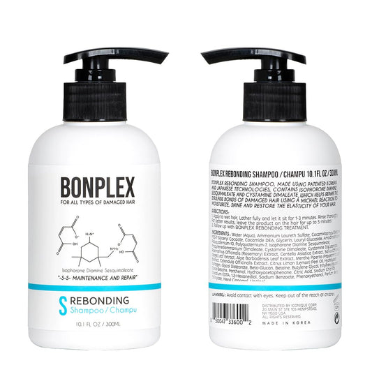 BONPLEX Rebonding Shampoo pump demonstrates easy, mess-free application.