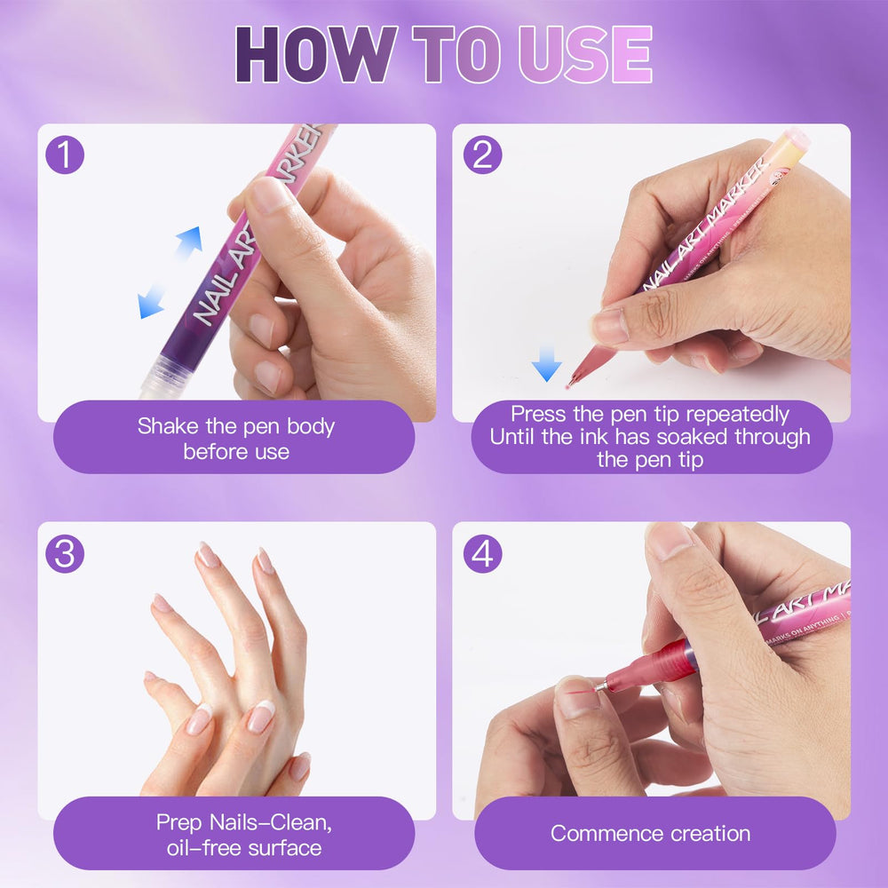 BONTOP pens on natural nails and gels for precise patterns