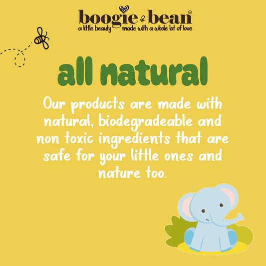 Boogie and Bean Castor Oil USP label visible signifying purity and safety