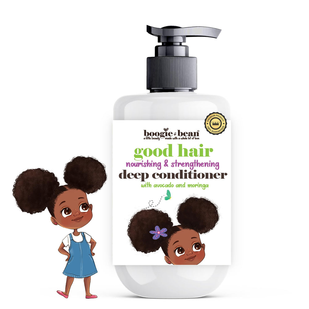 Boogie and Bean Coco Curls Kids Conditioner bottle pour for easy detangling