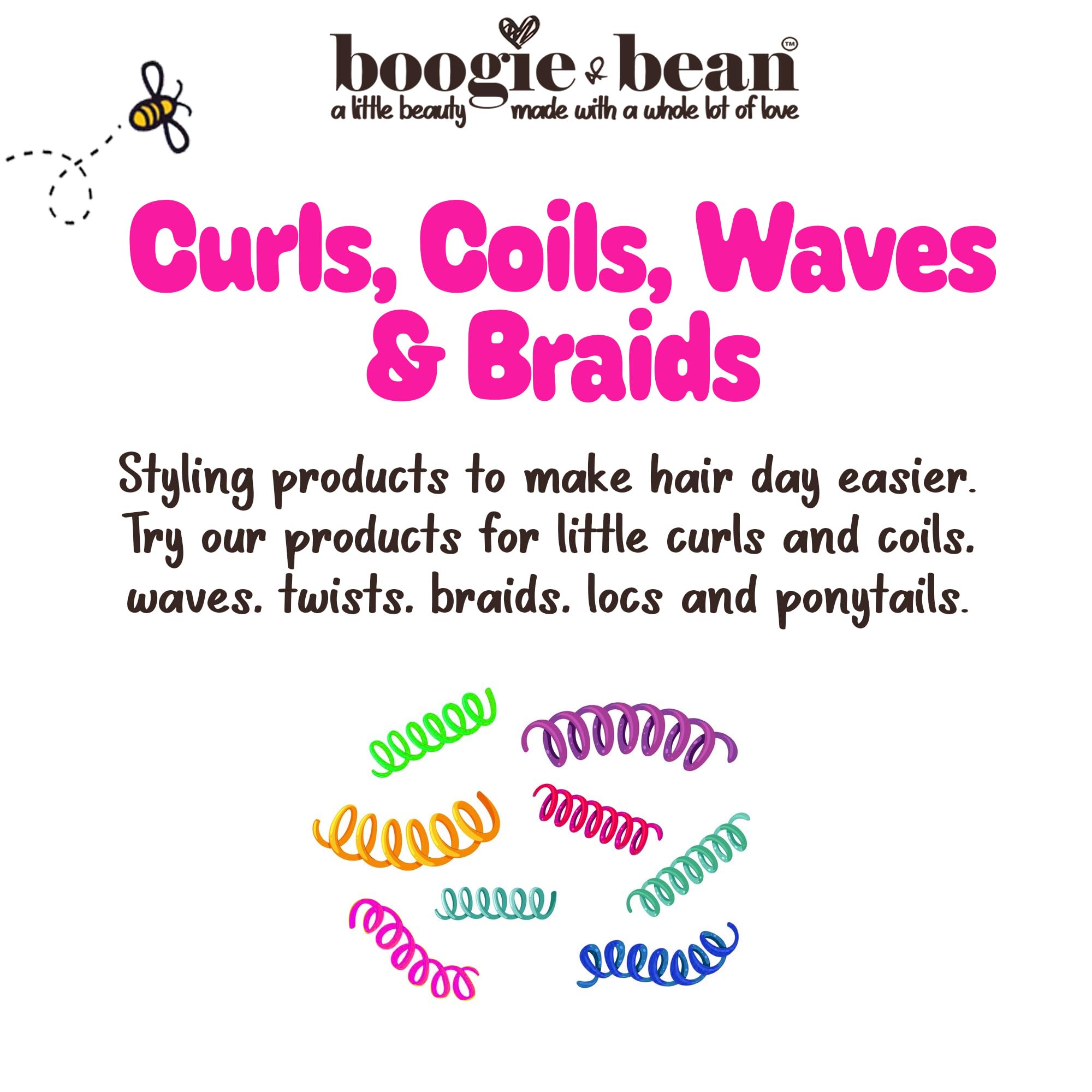 Boogie and Bean detangling action demonstrates smooth, tangle-free curls