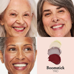 BOOM! Boomstick Trio Glimmer Highlighter adds a soft pearlescent glow.