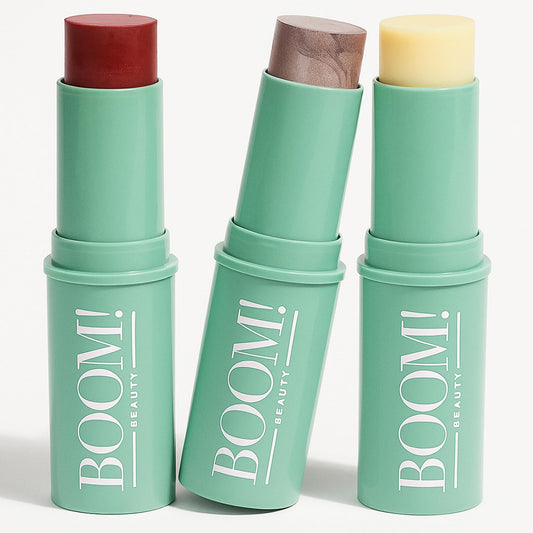 BOOM! Boomstick Trio Glo Moisturizer hydrates dry skin on the go.