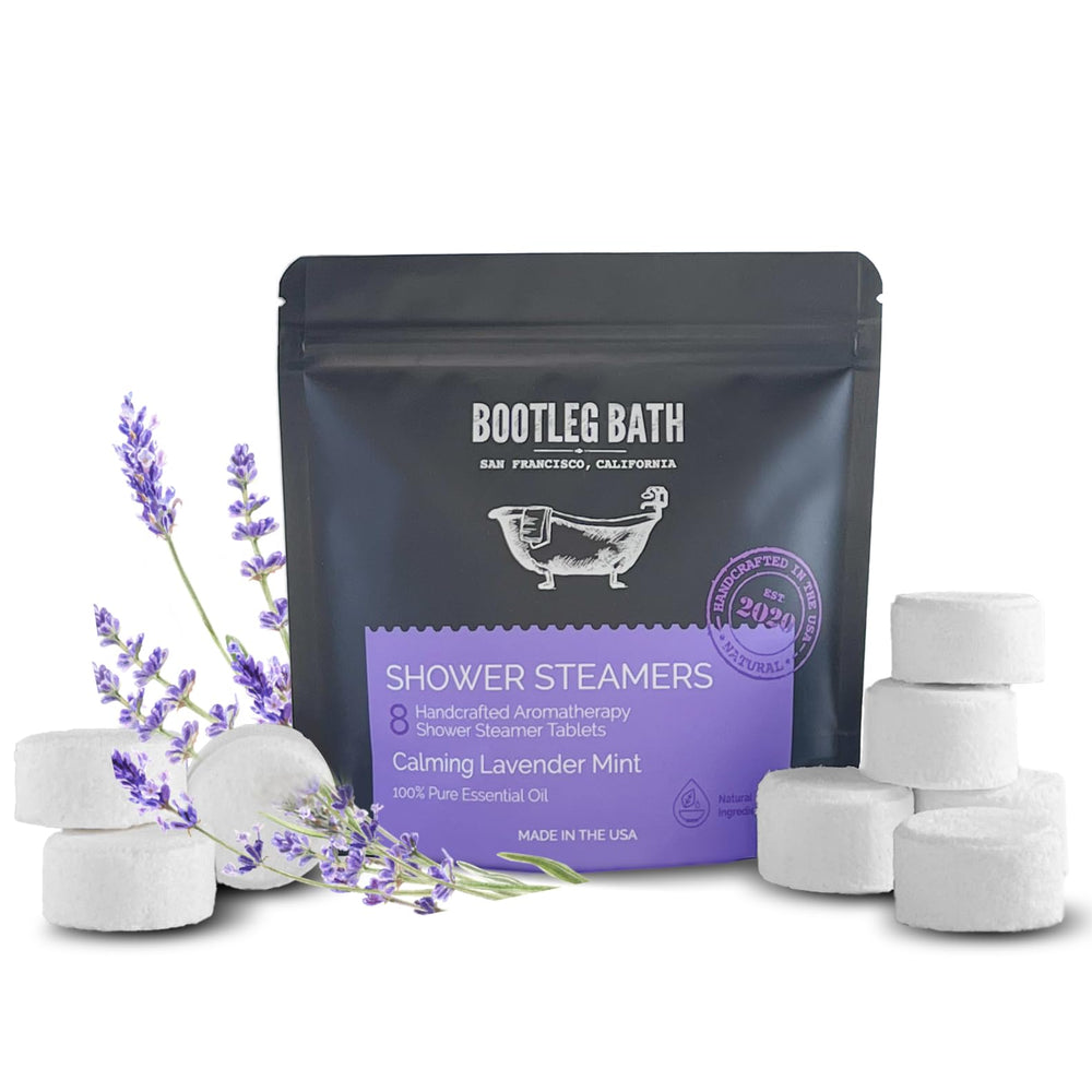 Bootleg Bath lavender shower-steamer 8-pack creates spa-like aromatherapy in your shower.