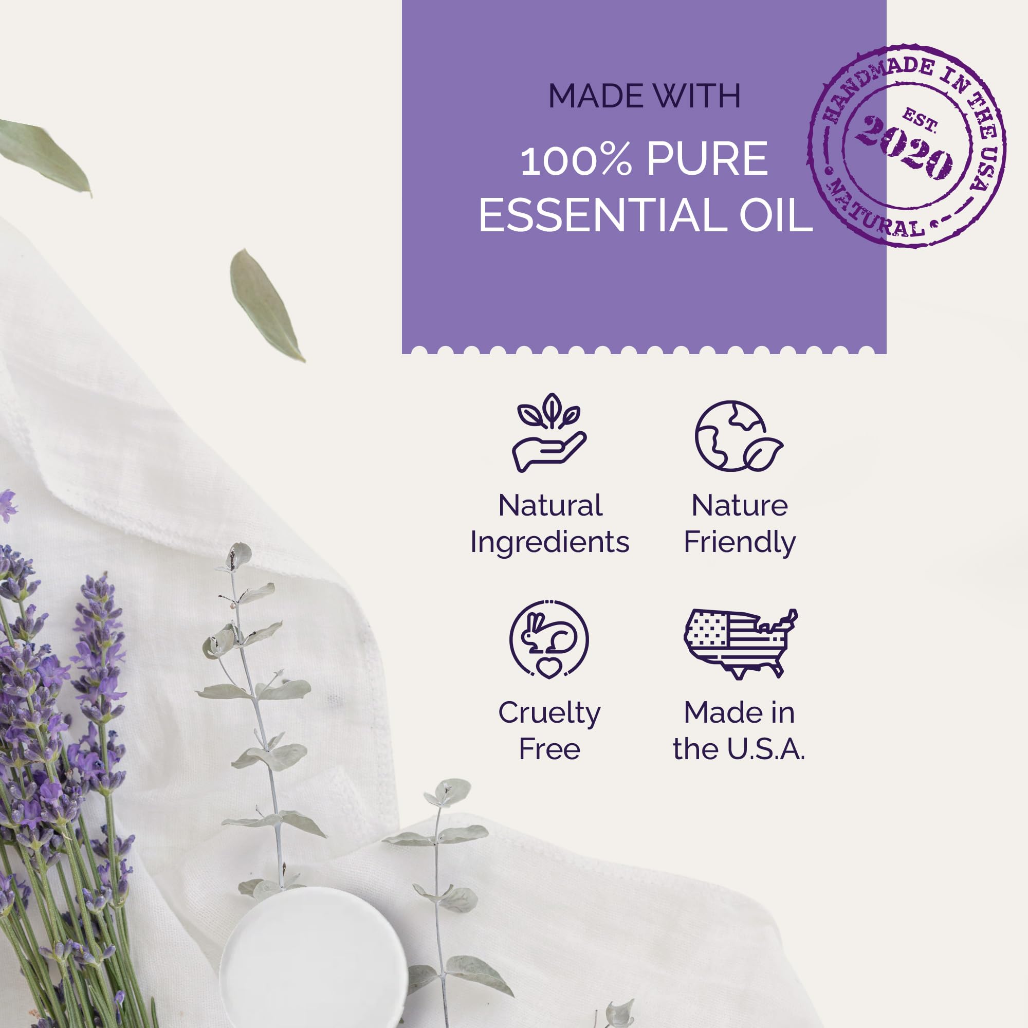 Bootleg Bath lavender-tablets-closeup showing pure essential oils for calm routine.